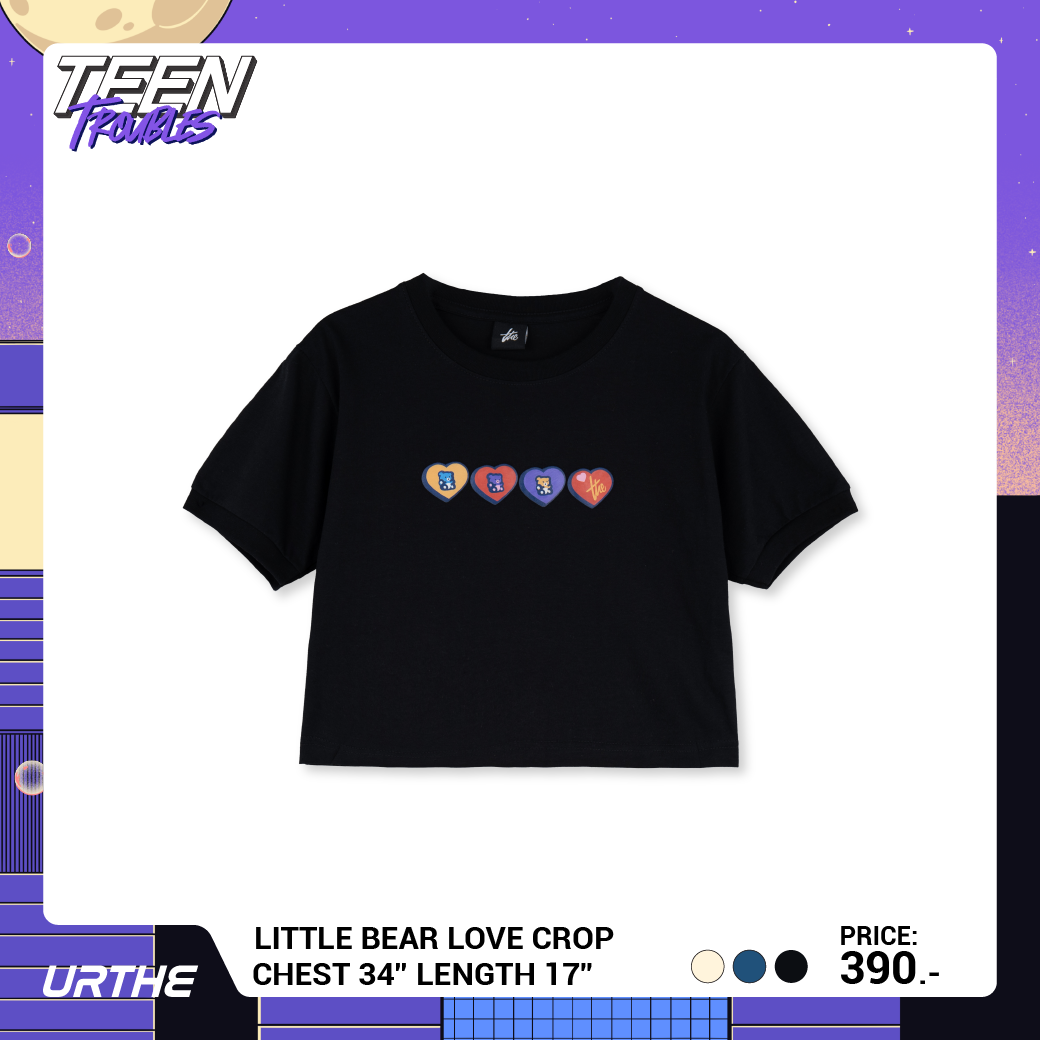 URTHE - เสื้อยืดครอป แขนสั้น สกรีนลาย รุ่น LITTLE BEAR LOVE CROP Col. TEEN TROUBLES