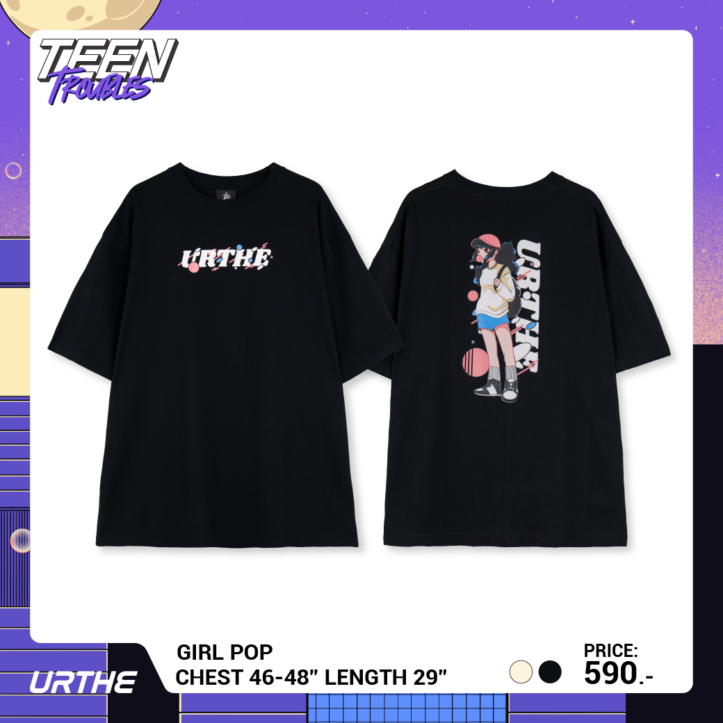 URTHE - เสื้อยืด แขนสั้น สกรีนลาย รุ่น GIRL POP Col. TEEN TROUBLES