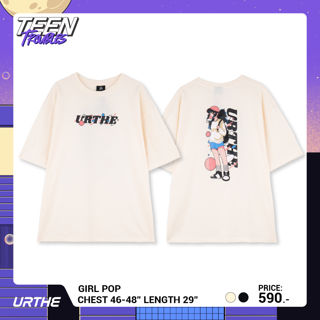 URTHE - เสื้อยืด แขนสั้น สกรีนลาย รุ่น GIRL POP Col. TEEN TROUBLES