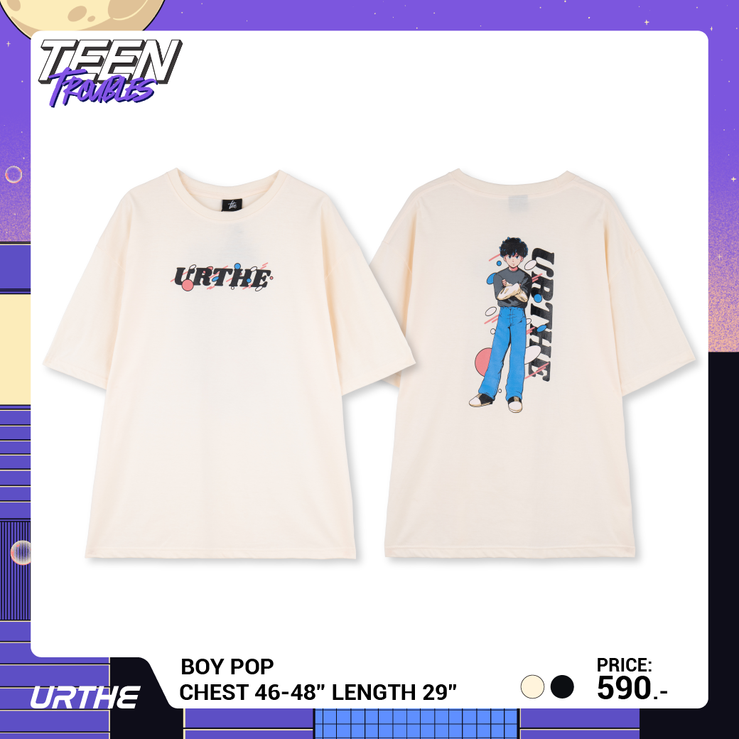 URTHE - เสื้อยืด แขนสั้น สกรีนลาย รุ่น BOY POP Col. TEEN TROUBLES