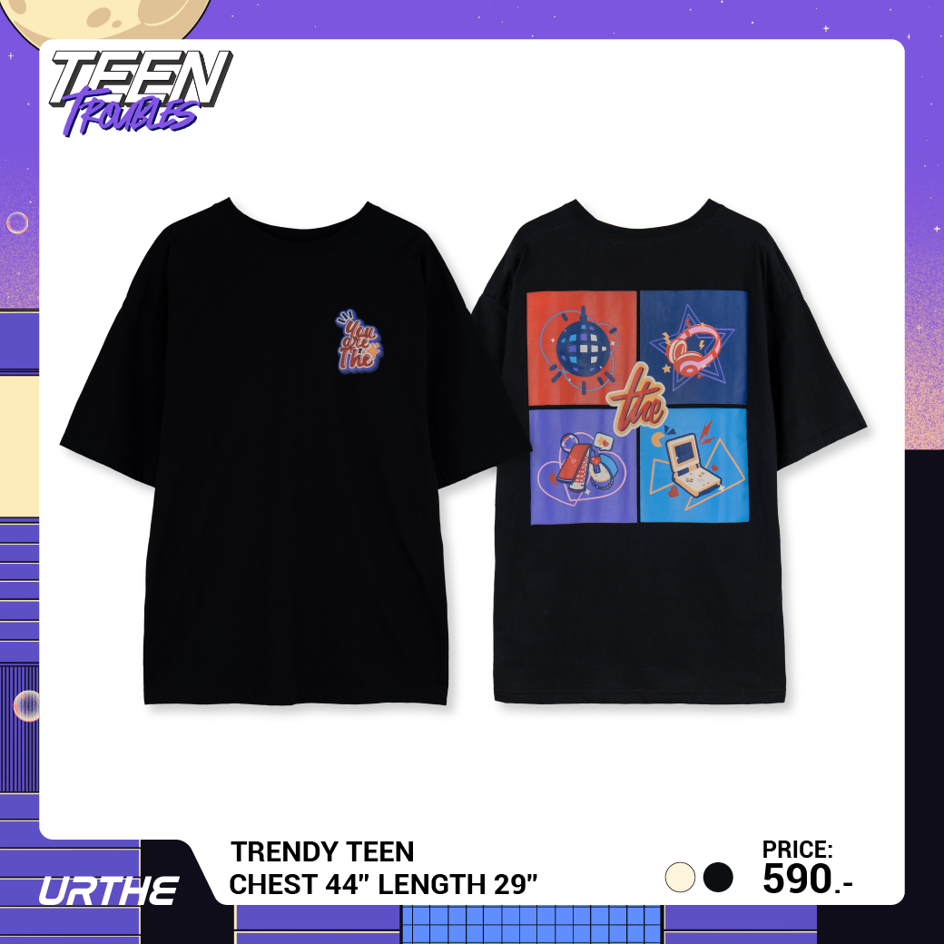 URTHE - เสื้อยืด แขนสั้น สกรีนลาย รุ่น TRENDY TEEN Col. TEEN TROUBLES