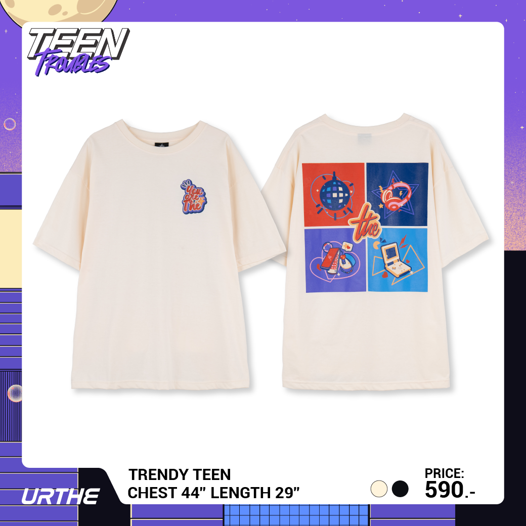 URTHE - เสื้อยืด แขนสั้น สกรีนลาย รุ่น TRENDY TEEN Col. TEEN TROUBLES