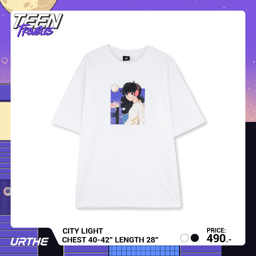 URTHE - เสื้อยืด แขนสั้น สกรีนลาย รุ่น CITY LIGHT Col. TEEN TROUBLES