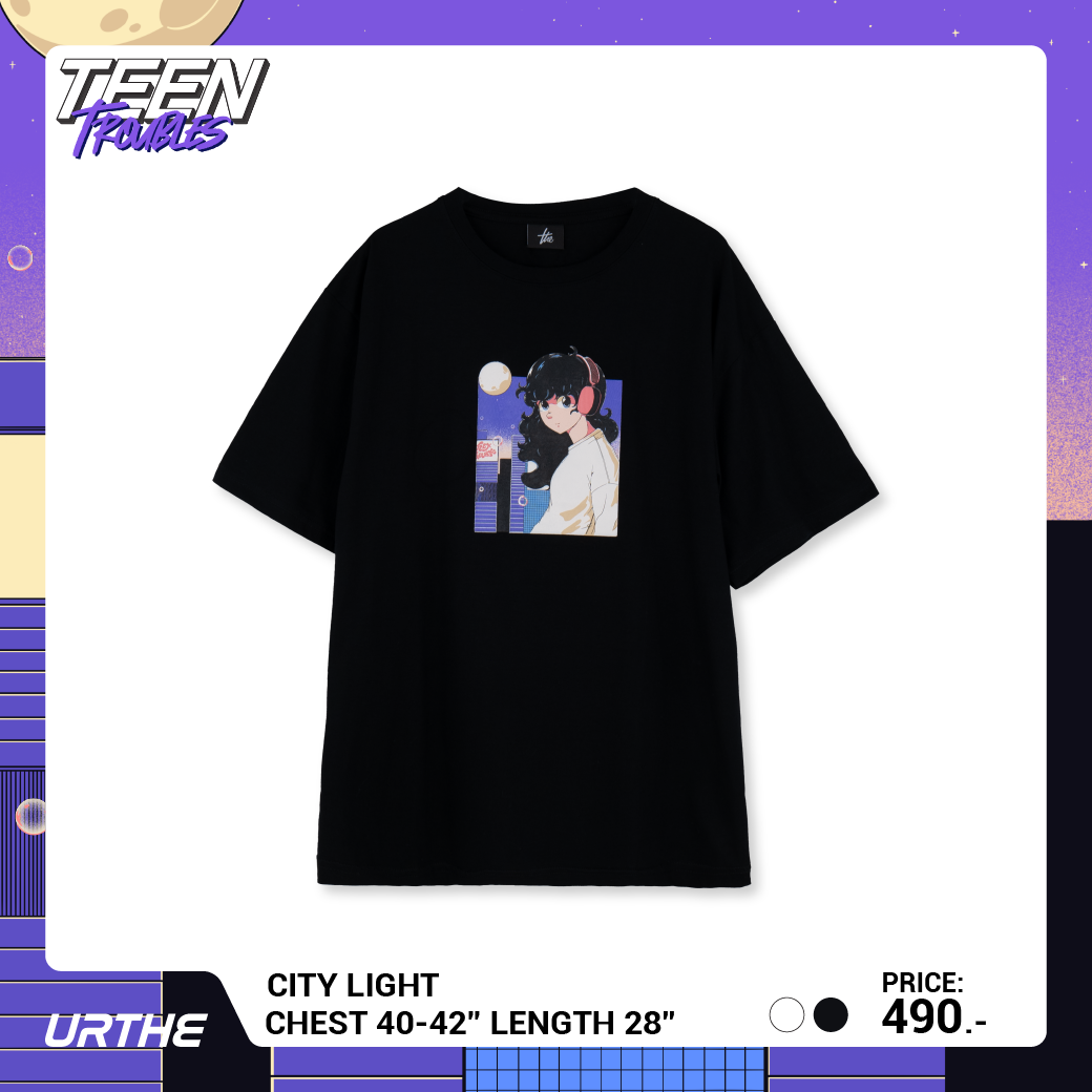 URTHE - เสื้อยืด แขนสั้น สกรีนลาย รุ่น CITY LIGHT Col. TEEN TROUBLES