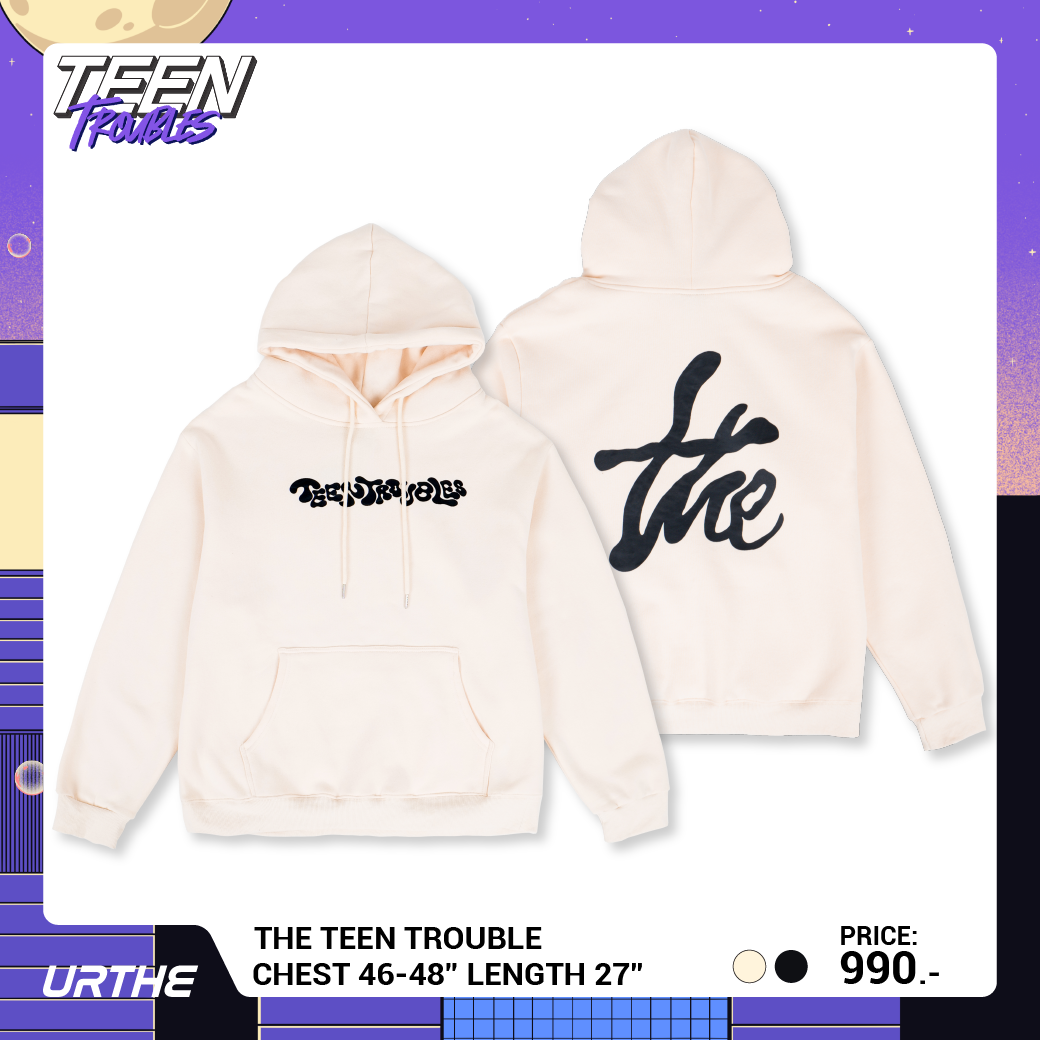 URTHE - เสื้อฮู้ดดี้ แขนยาว สกีนลาย รุ่น THE TEEN TROUBLE Col. TEEN TROUBLES