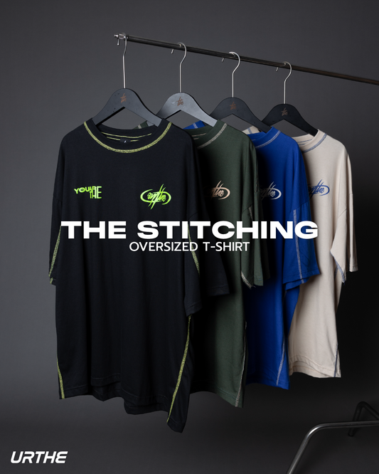 URTHE - เสื้อยืด แขนสั้น สกรีนลาย โชว์ตะเข็บ รุ่น THE STITCHING