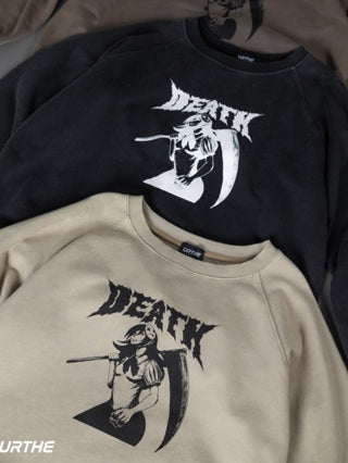 URTHE - เสื้อสเวตเตอร์ แขนยาว OVERSIZE สกรีนลาย รุ่น THE DEATH SWEATER