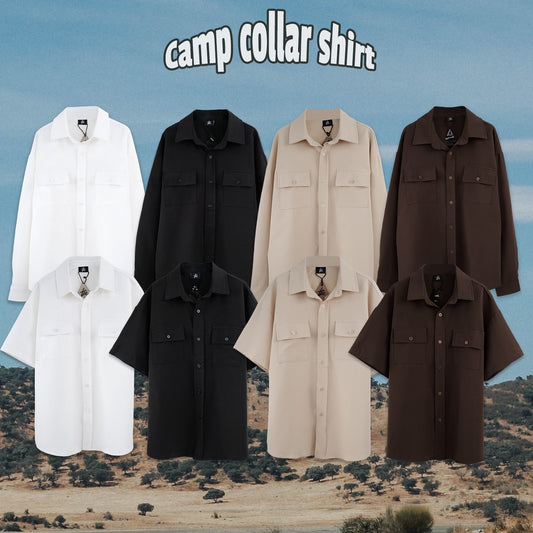 URTHE - เสื้อเชิ้ต แขนสั้น แขนยาว รุ่น CAMP COLLAR SHIRT