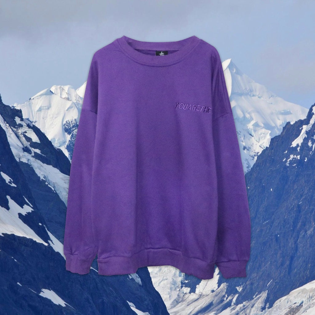 URTHE -  เสื้อฮู้ดดี้ แขนยาว กันหนาว สีม่วง รุ่น HOODIE SWEATER  PURPLE