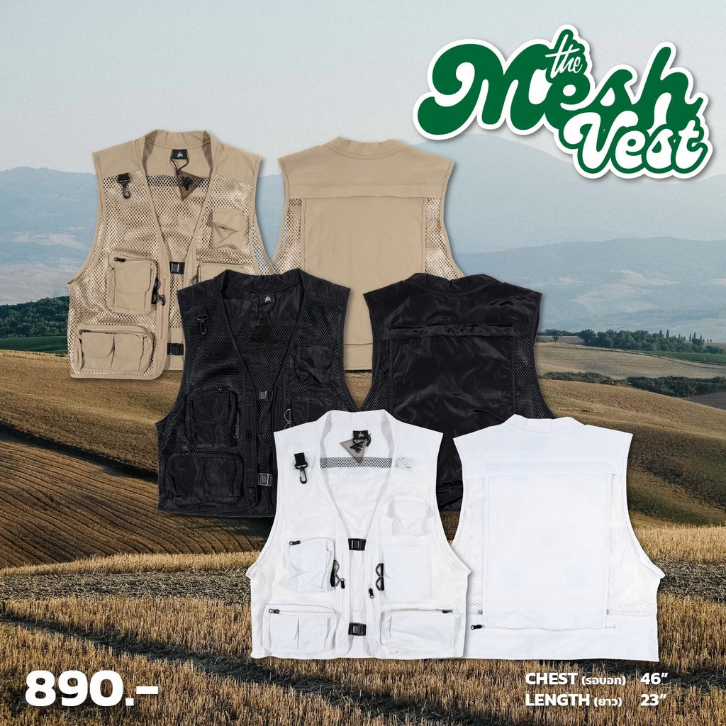 URTHE - เสื้อกั๊ก ตาข่าย ทรงสตรีท รุ่น THE MESH VEST