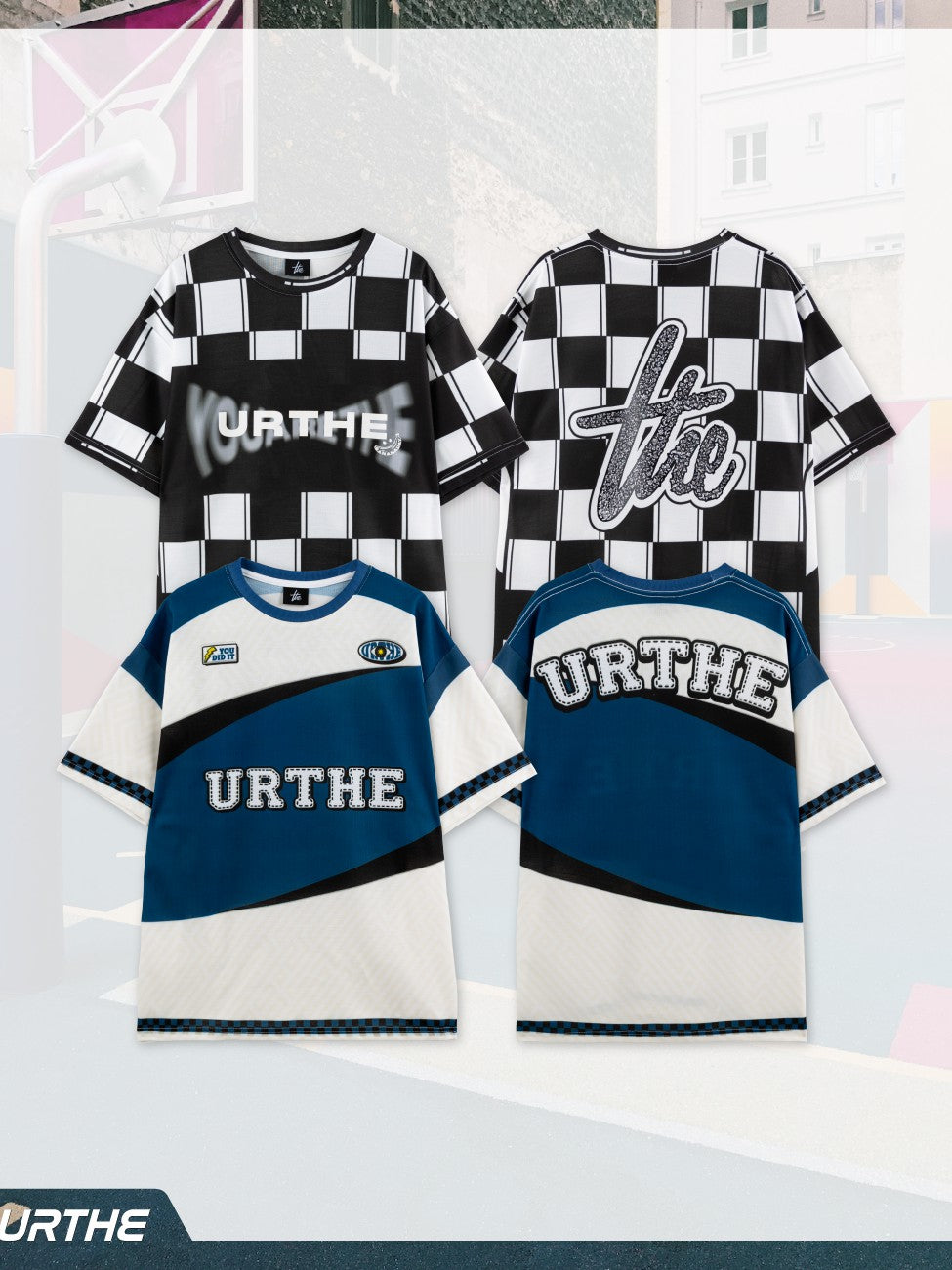 URTHE - เสื้อแขนสั้น ผ้าจูติ พิมพ์ลายเต็มตัว รุ่น DIGITAL TRANSFER