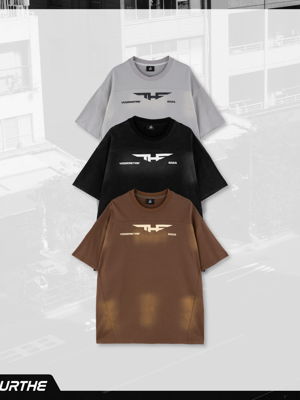 URTHE - เสื้อยืด แขนสั้น สกรีนลาย OVERSIZE รุ่น THE STREET