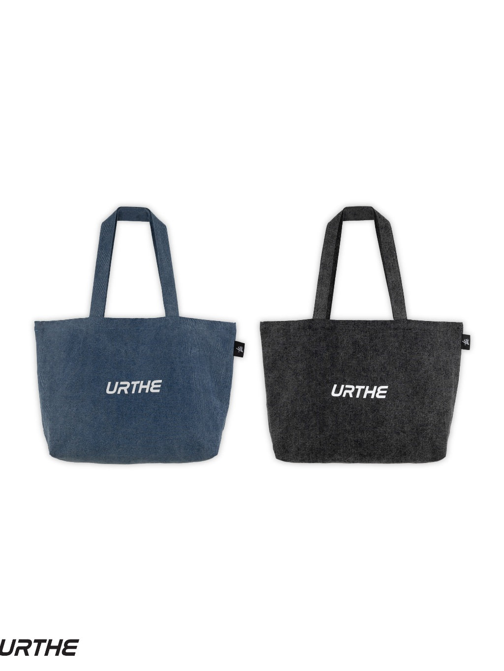 URTHE - กระเป๋าถือ ผ้ายีนส์ สกรีนโลโก้ 3D รุ่น THE DENIM TOTE BAG