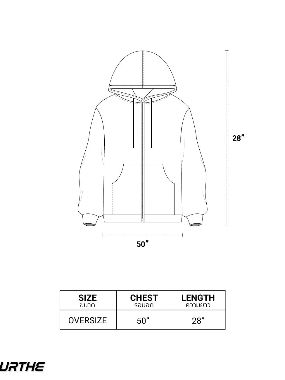 URTHE - เสื้อเซ็ตฮู้ดดี้ แขนยาว พิมพ์ลายเต็มตัว รุ่น JACKET HODDIE