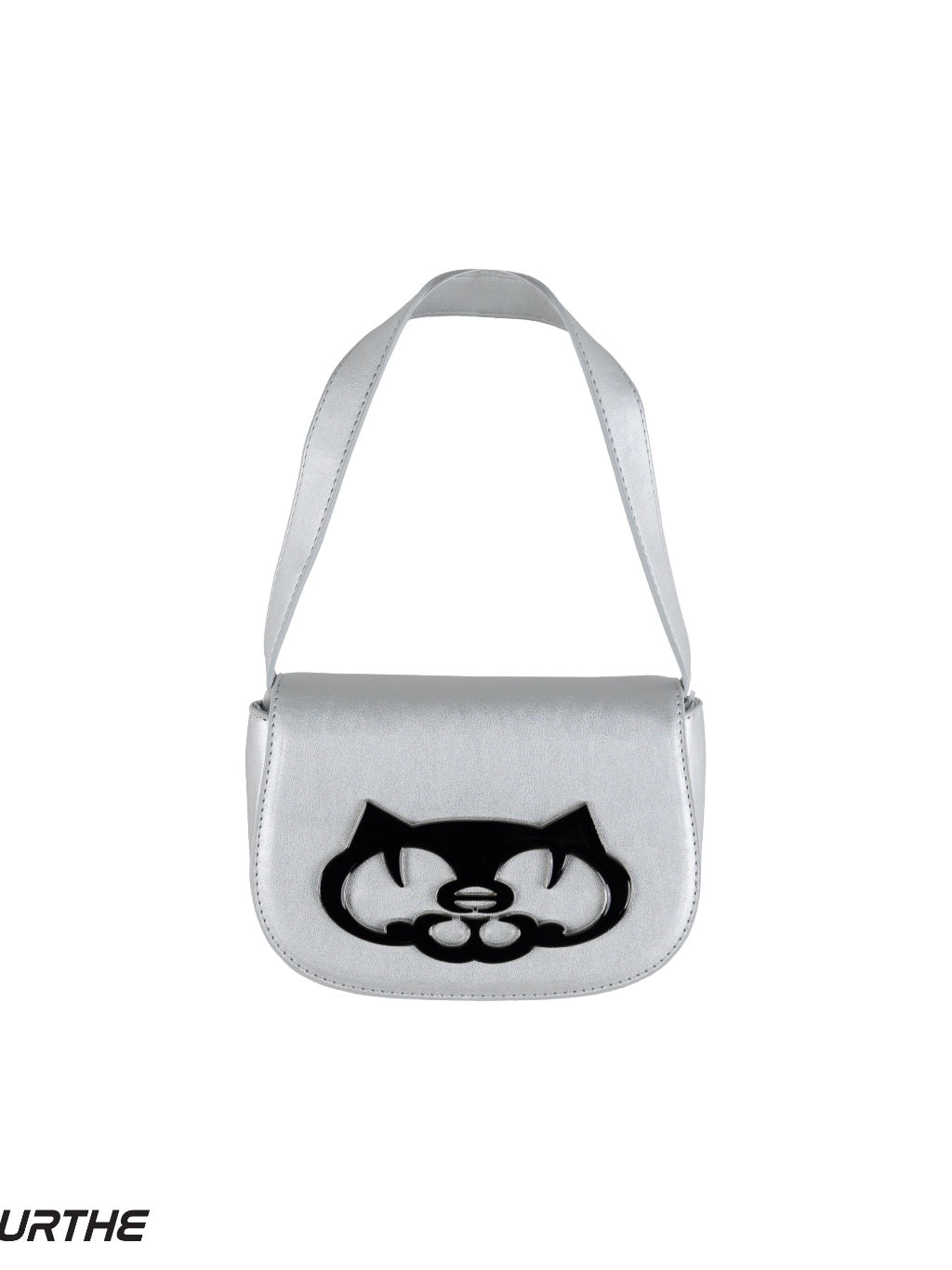 URTHE - กระเป๋าสะพายข้าง หนัง PU ดีเทลโลโก้โลหะ รุ่น NEKO HOBO BAG