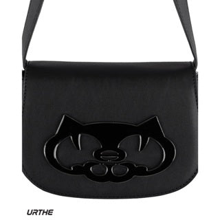 URTHE - กระเป๋าสะพายข้าง หนัง PU ดีเทลโลโก้โลหะ รุ่น NEKO HOBO BAG