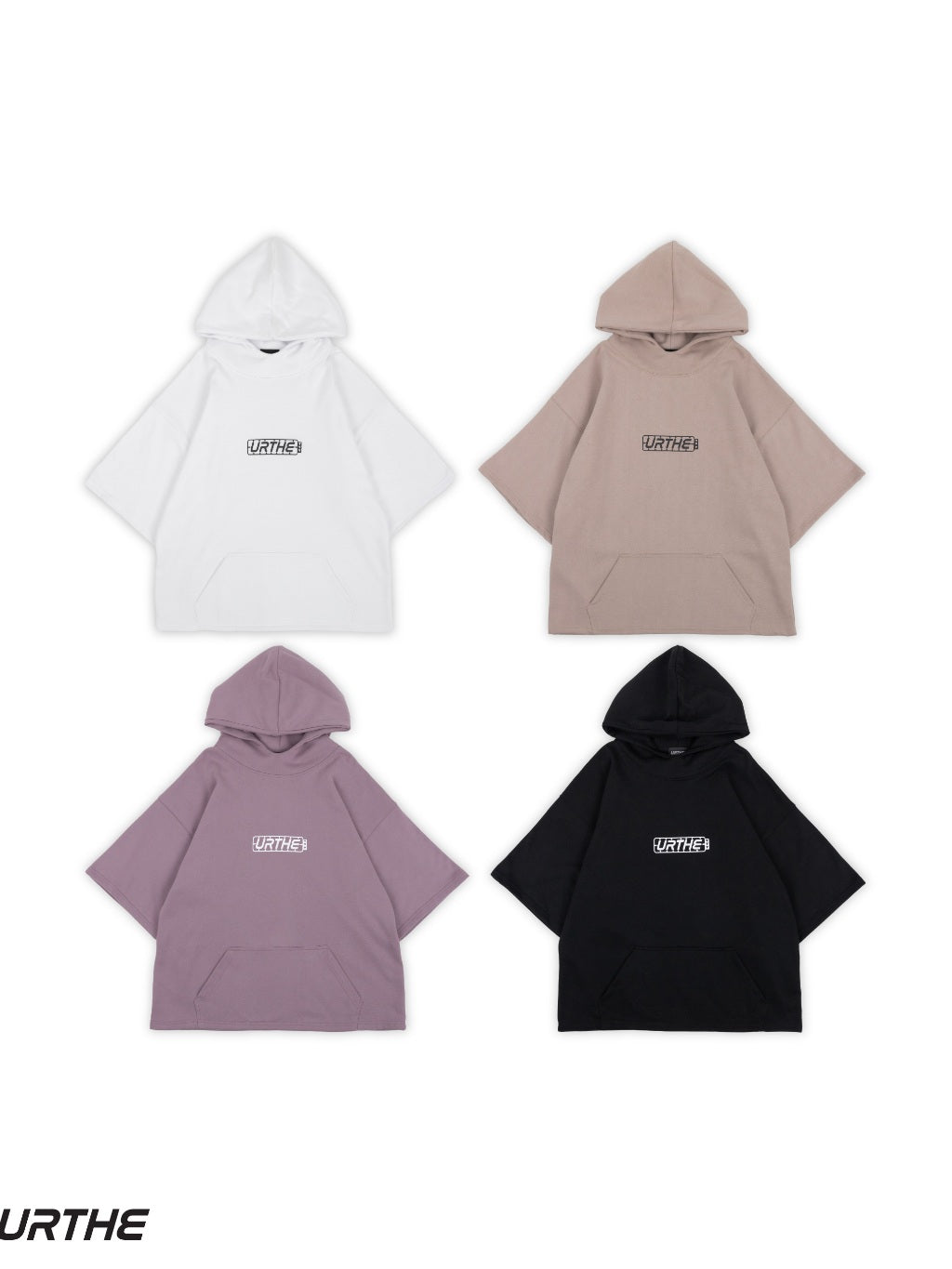 URTHE - เสื้อฮู้ด แขนสั้น OVERSIZE สกรีนลาย รุ่น THE PART HOODIE