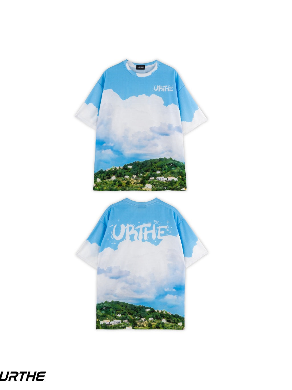 URTHE - เสื้อยืด แขนสั้น OVERSIZE พิมพ์ลายเต็มตัว รุ่น TF SET