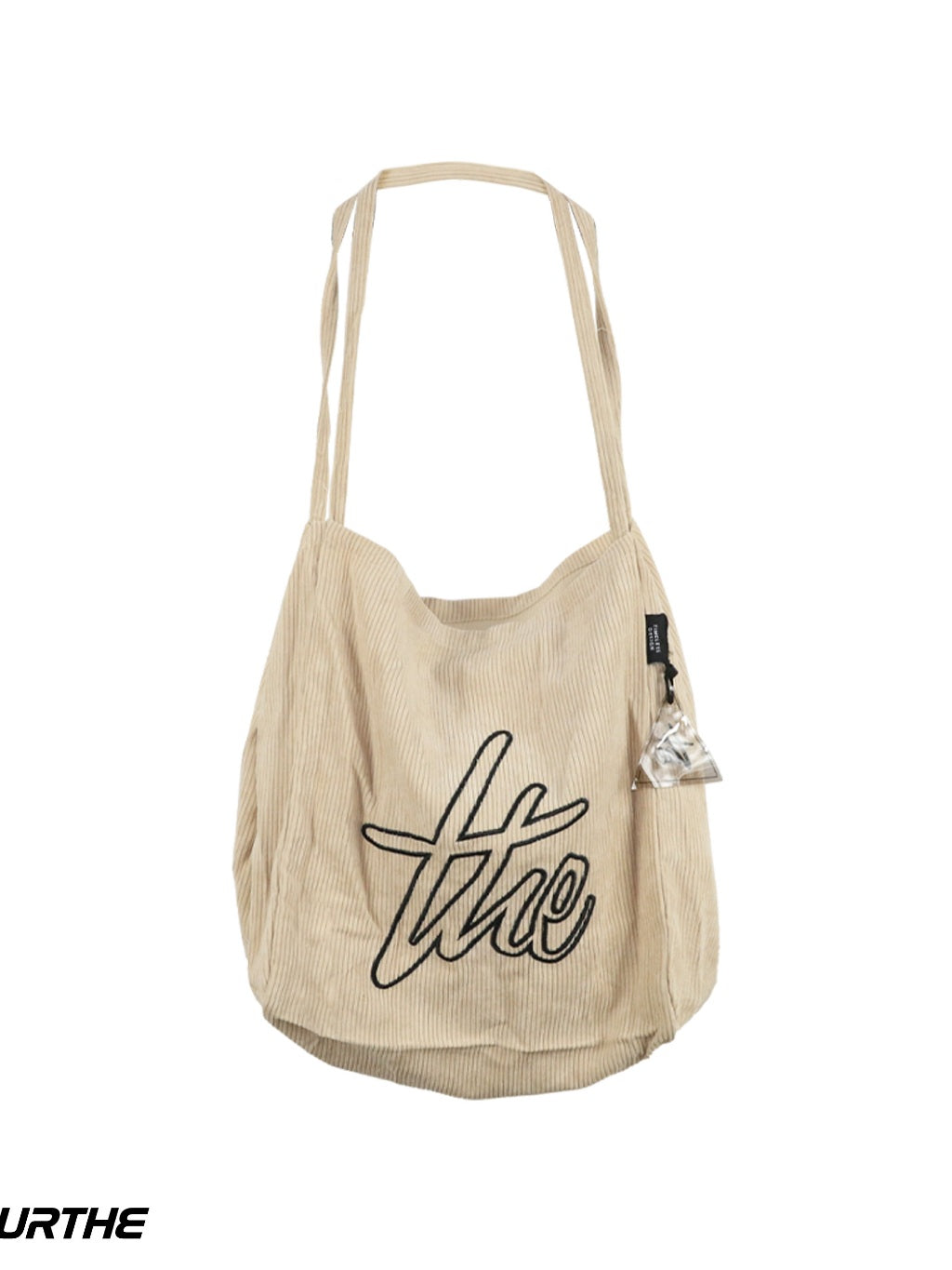 URTHE - กระเป๋าลูกฟูก สะพายข้าง ปักโลโก้ รุ่น CORDUROY TOTE BAGS