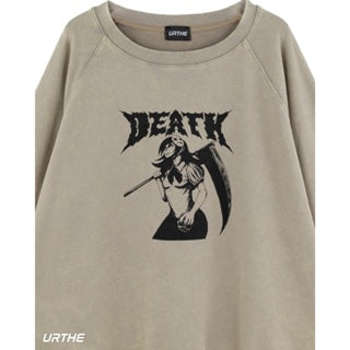 URTHE - เสื้อสเวตเตอร์ แขนยาว OVERSIZE สกรีนลาย รุ่น THE DEATH SWEATER