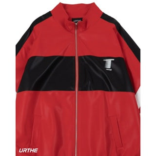 URTHE - เซ็ตเสื้อแจ็คเก็ตหนัง PU แขนยาว สกรีนลาย รุ่น THE RACE JACKET SET