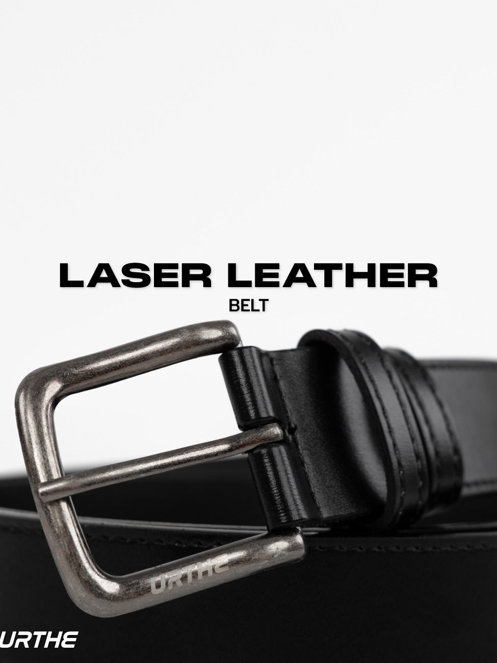 URTHE - เข็มขัดหนังเทียม ดีเทลโลโก้ที่หัวเข็มขัด รุ่น LASER LEATHER BELT