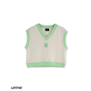 URTHE - เสื้อกั๊ก ปักลาย ดีเทลสองโทนสี รุ่น SQUARE VEST