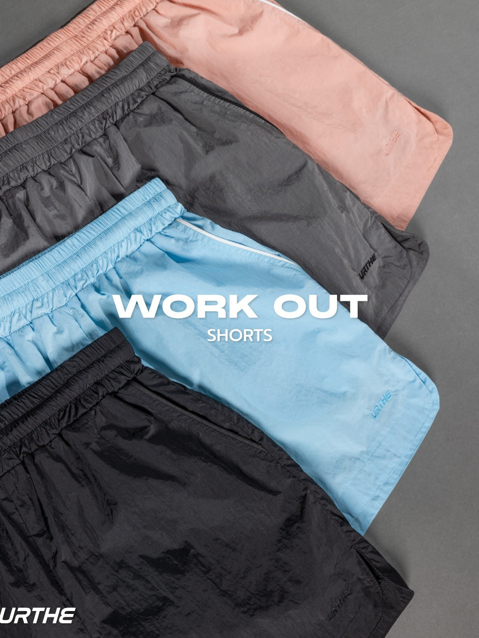 URTHE - กางเกงขาสั้น เอวยืด ผ้าร่ม รุ่น WORKOUT SHORTS