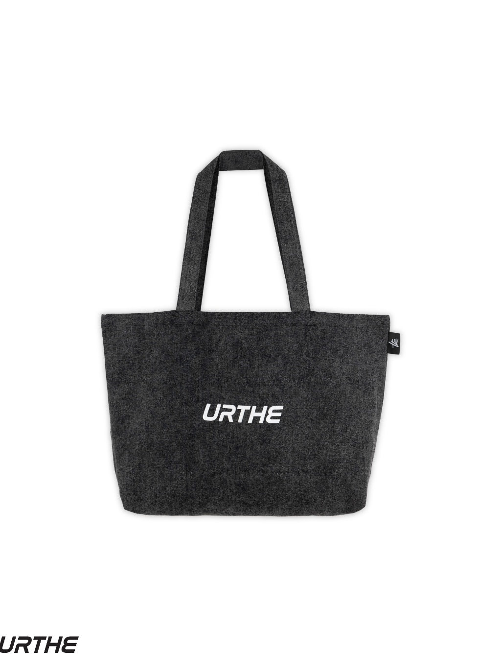 URTHE - กระเป๋าถือ ผ้ายีนส์ สกรีนโลโก้ 3D รุ่น THE DENIM TOTE BAG