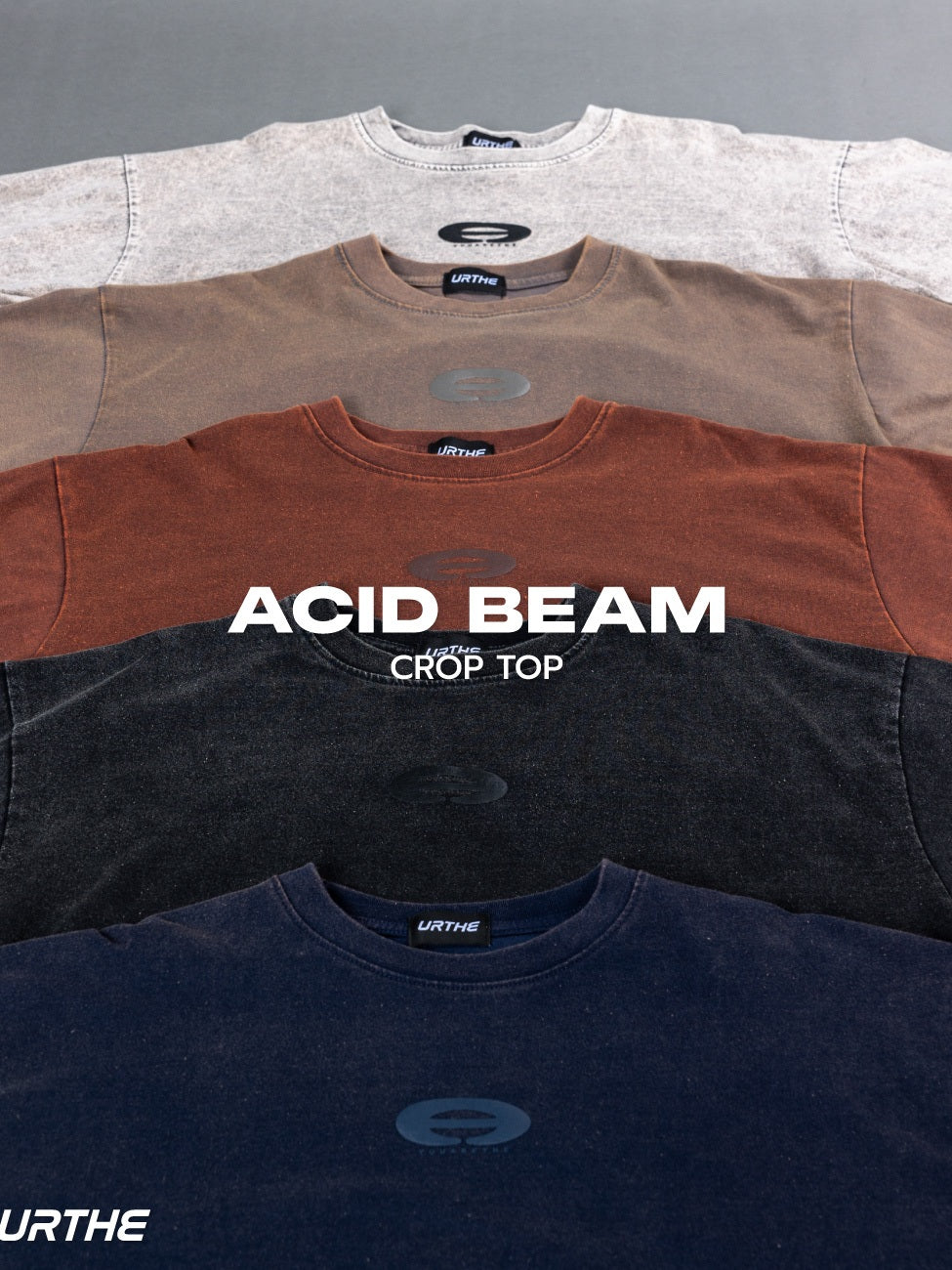 URTHE - เสื้อยืดครอป แขนสั้น OVERSIZE สกรีนลาย รุ่น ACID BEAM CROP TOP