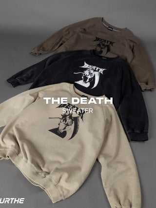 URTHE - เสื้อสเวตเตอร์ แขนยาว OVERSIZE สกรีนลาย รุ่น THE DEATH SWEATER