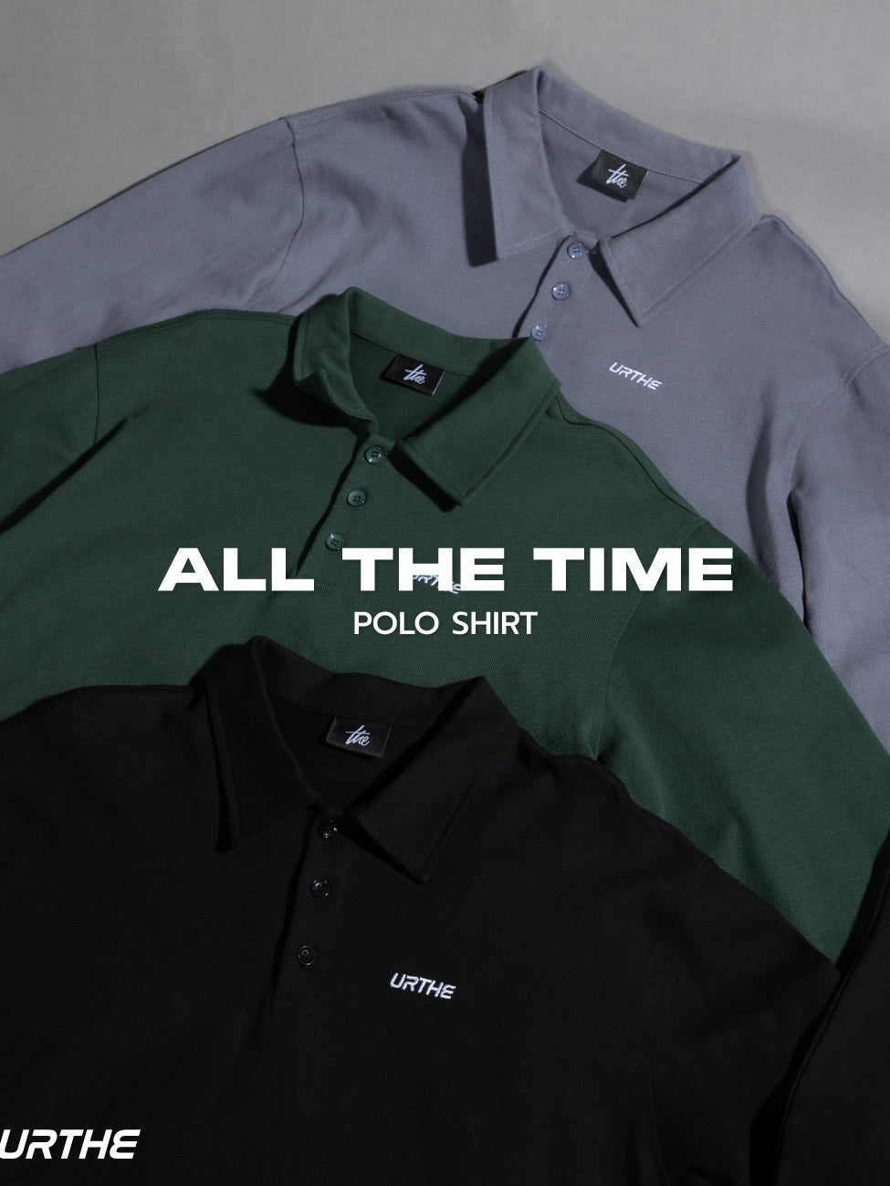 URTHE - เสื้อโปโล ปักโลโก้ รุ่น ALL THE TIME POLO