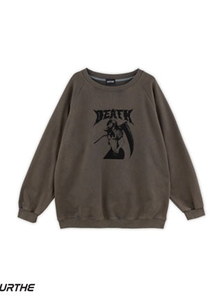 URTHE - เสื้อสเวตเตอร์ แขนยาว OVERSIZE สกรีนลาย รุ่น THE DEATH SWEATER