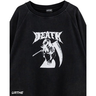 URTHE - เสื้อสเวตเตอร์ แขนยาว OVERSIZE สกรีนลาย รุ่น THE DEATH SWEATER