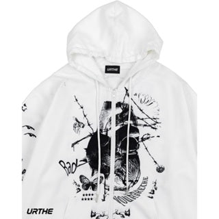 URTHE - เสื้อเซ็ตฮู้ดดี้ แขนยาว พิมพ์ลายเต็มตัว รุ่น JACKET HODDIE