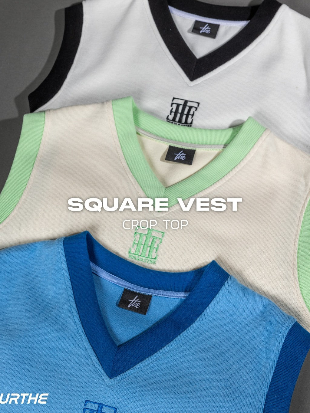 URTHE - เสื้อกั๊ก ปักลาย ดีเทลสองโทนสี รุ่น SQUARE VEST