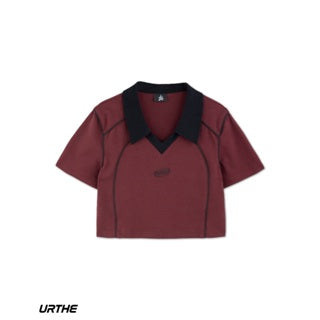 URTHE - เสื้อโปโล สกรีนลาย 3D รุ่น SPORTY V-NECK POLO