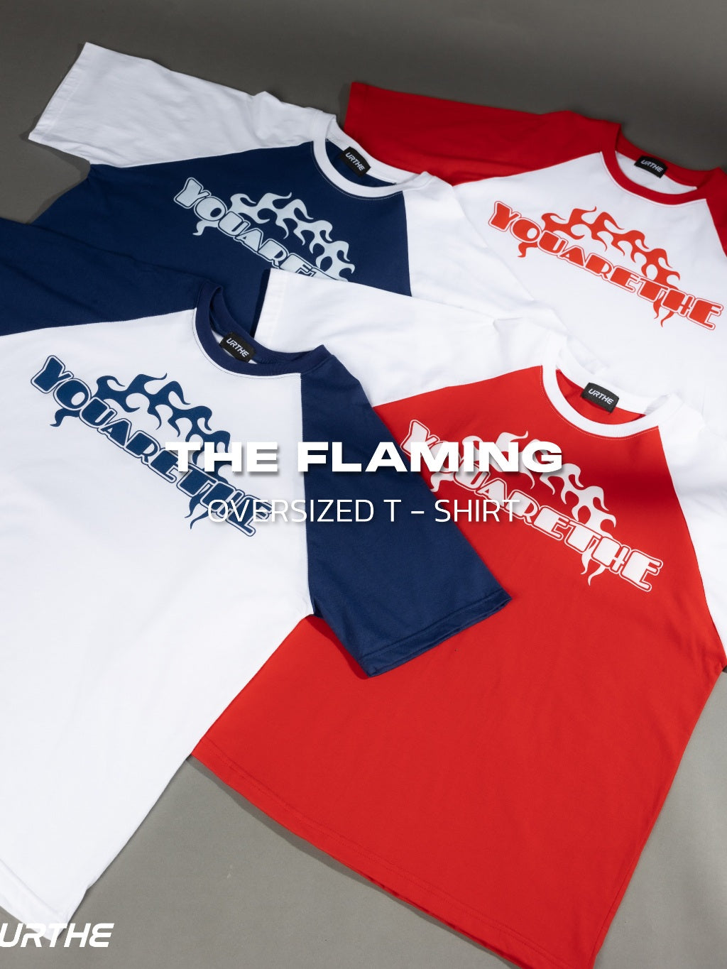 URTHE - เสื้อยืด แขนสั้น OVERSIZE สกรีนลาย รุ่น THE FLAMING