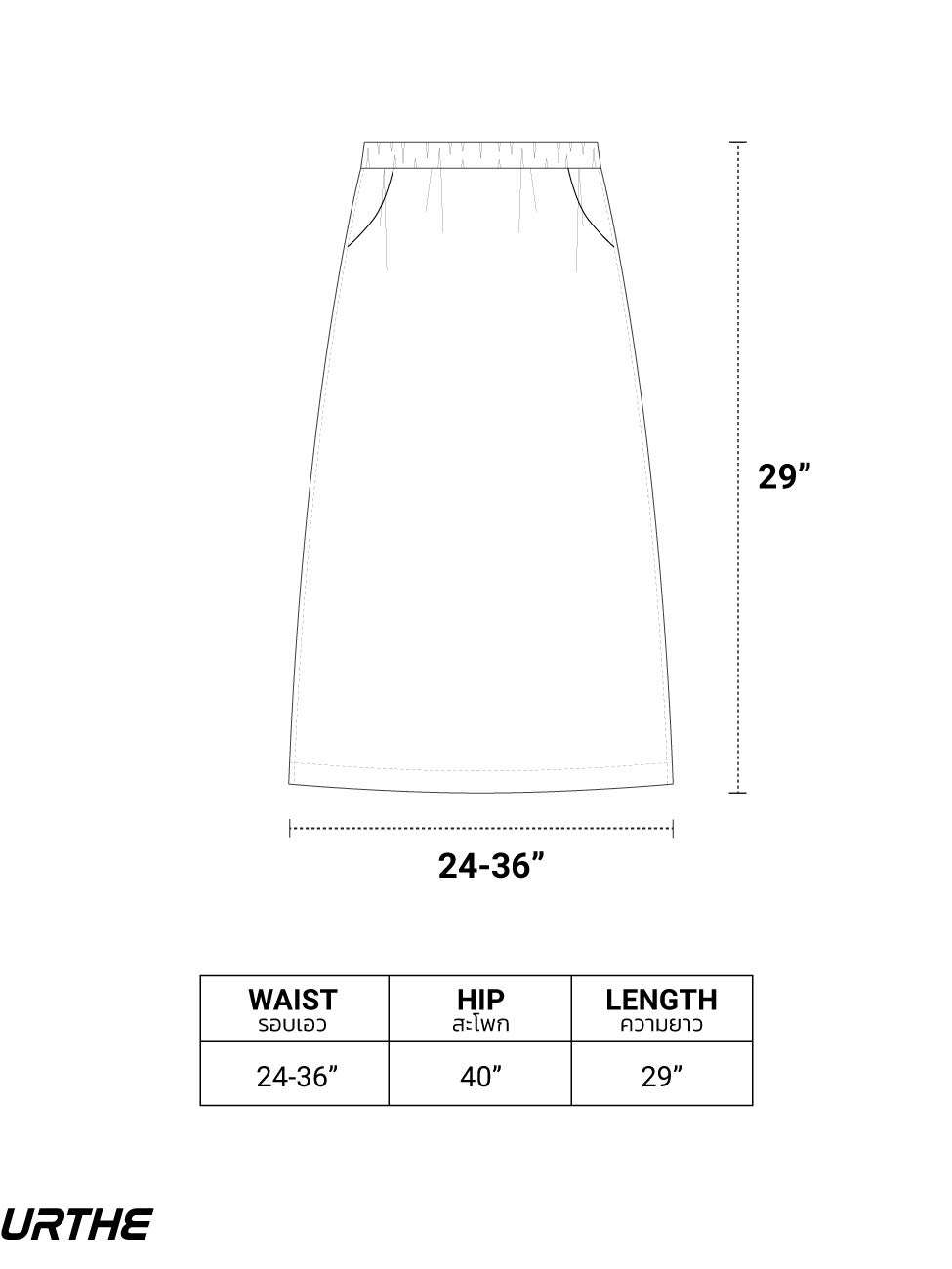 URTHE - กระโปรงลายสก็อต เอวยืด สกรีนโลโก้ 3D รุ่น CHECKIRT