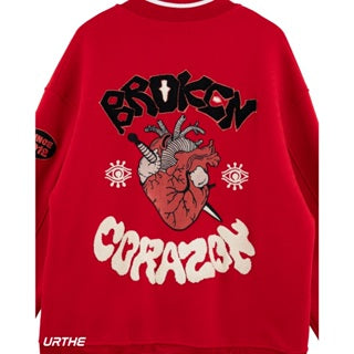 URTHE - เสื้อแจ็คเก็ต แขนยาว ปักลาย รุ่น BROKEN CORAZON