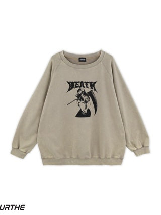 URTHE - เสื้อสเวตเตอร์ แขนยาว OVERSIZE สกรีนลาย รุ่น THE DEATH SWEATER