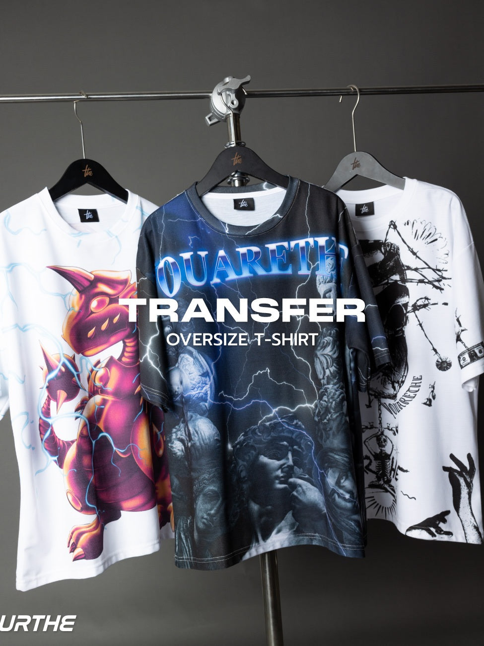 URTHE - เสื้อยืด แขนสั้น OVERSIZE พิมพ์ลายเต็มตัว รุ่น TRANSFER OCT