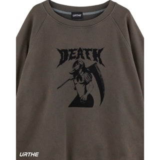 URTHE - เสื้อสเวตเตอร์ แขนยาว OVERSIZE สกรีนลาย รุ่น THE DEATH SWEATER