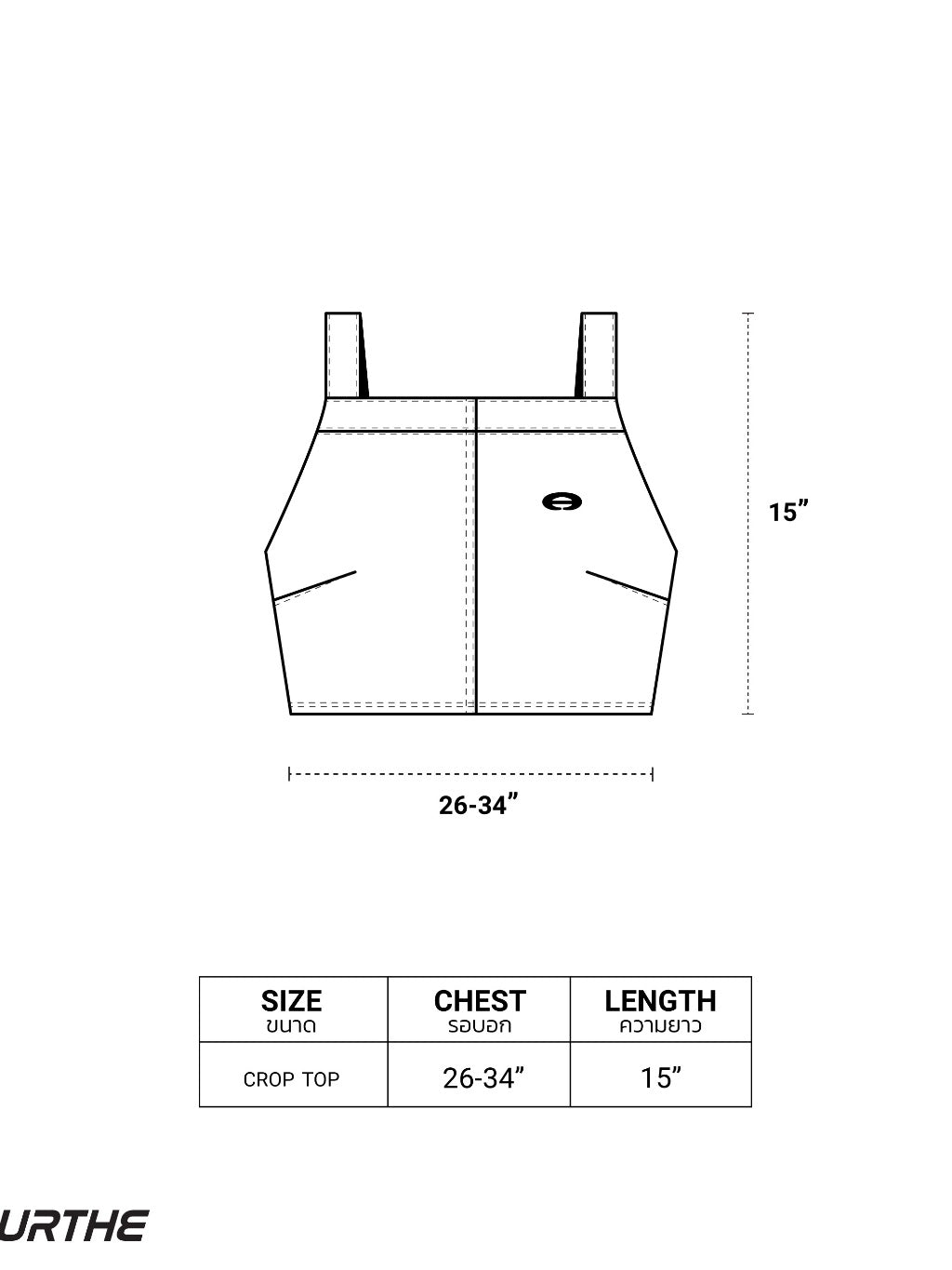 URTHE - เสื้อกล้ามครอป ผ้ายีนส์ สกรีนโลโก้ 3D รุ่น D-GIRLS BUSTIER