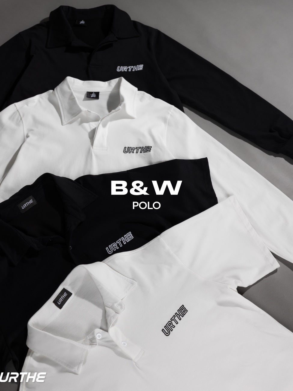 URTHE - เสื้อคอปก ปักโลโก้ รุ่น B&W POLO