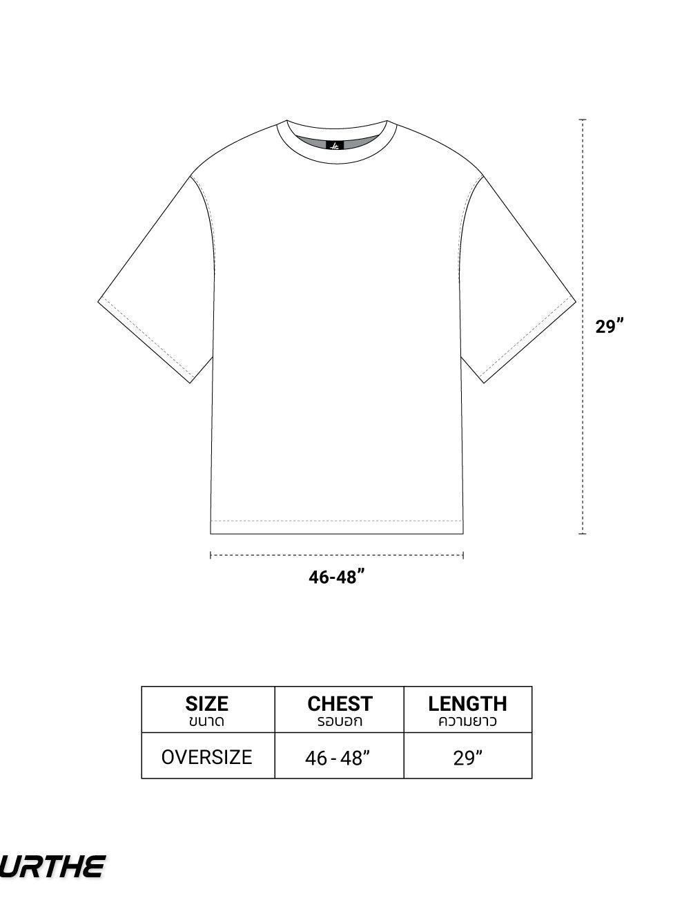 URTHE - เสื้อยืด แขนสั้น OVERSIZE พิมพ์ลายเต็มตัว รุ่น TRANSFER OCT