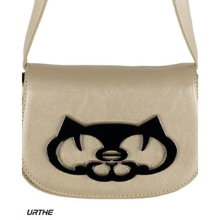 URTHE - กระเป๋าสะพายข้าง หนัง PU ดีเทลโลโก้โลหะ รุ่น NEKO HOBO BAG