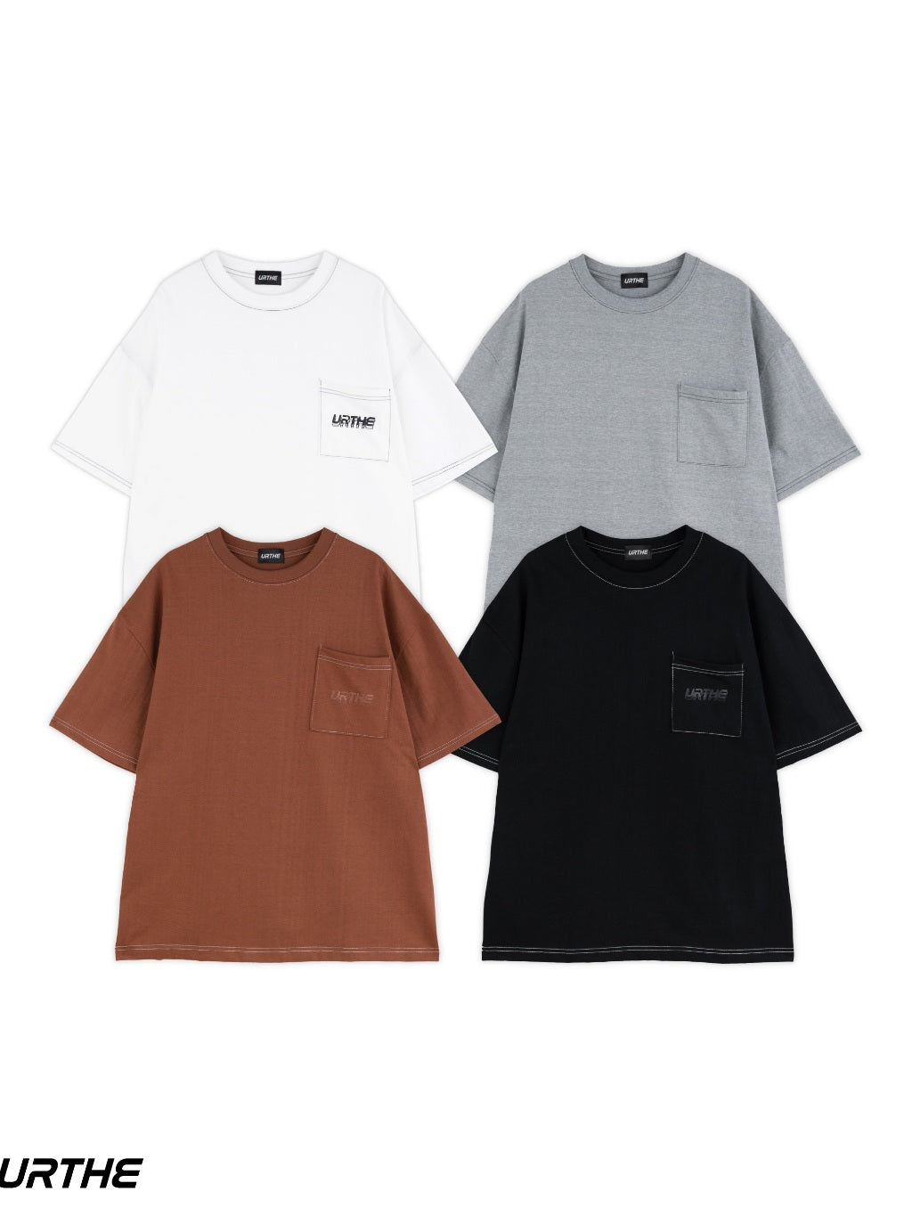 URTHE - เสื้อยืด แขนสั้น OVERSIZE สกรีนโลโก้ รุ่น POCKET 2.0