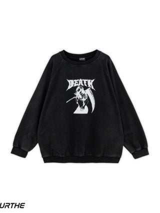 URTHE - เสื้อสเวตเตอร์ แขนยาว OVERSIZE สกรีนลาย รุ่น THE DEATH SWEATER