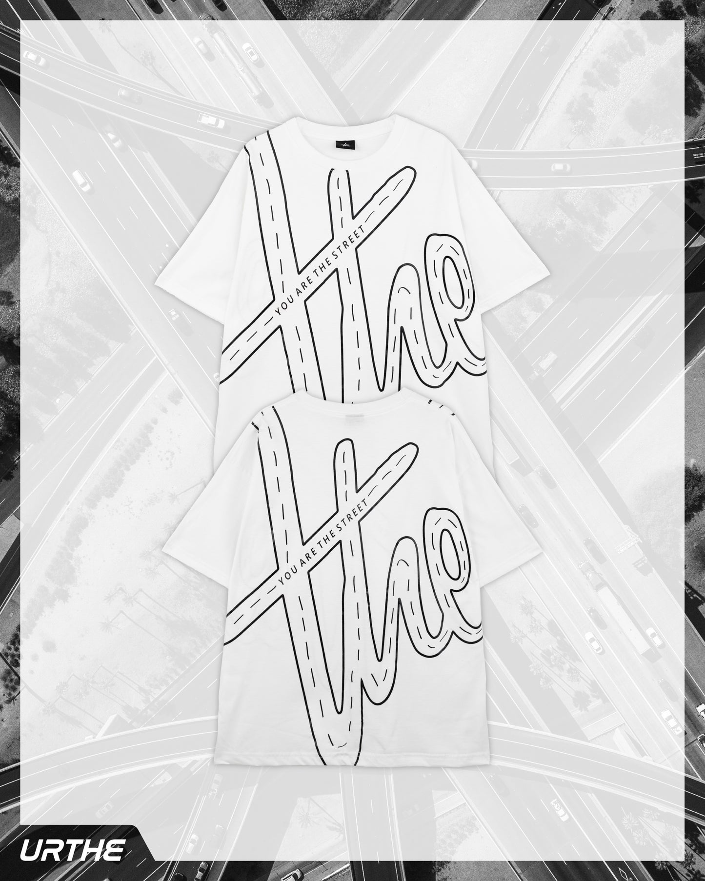 URTHE - เสื้อยืด แขนสั้น Oversize สกรีนลาย รุ่น YOUARETHE STREET